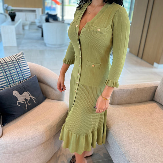 Amelia Sophisticated Green Long-Sleeve Maxi Dress