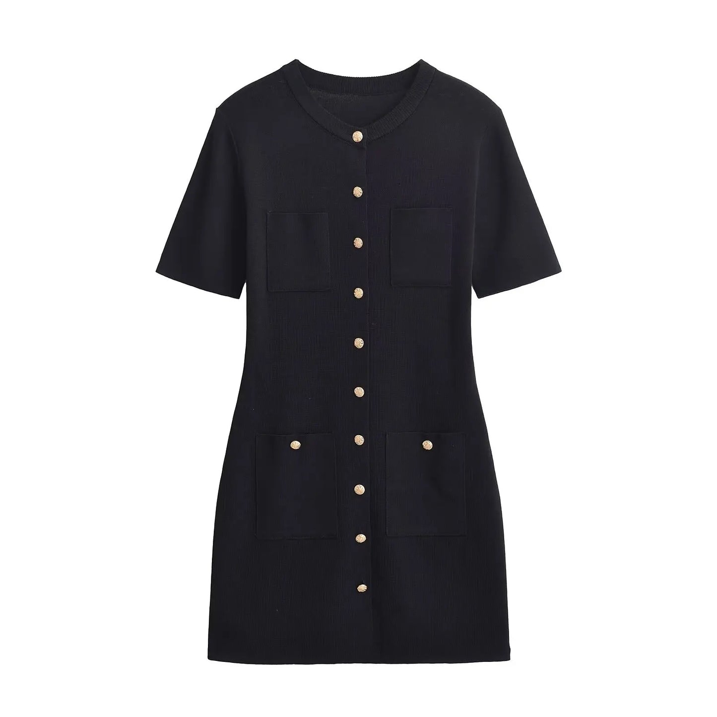 Amina classic black button-down dress