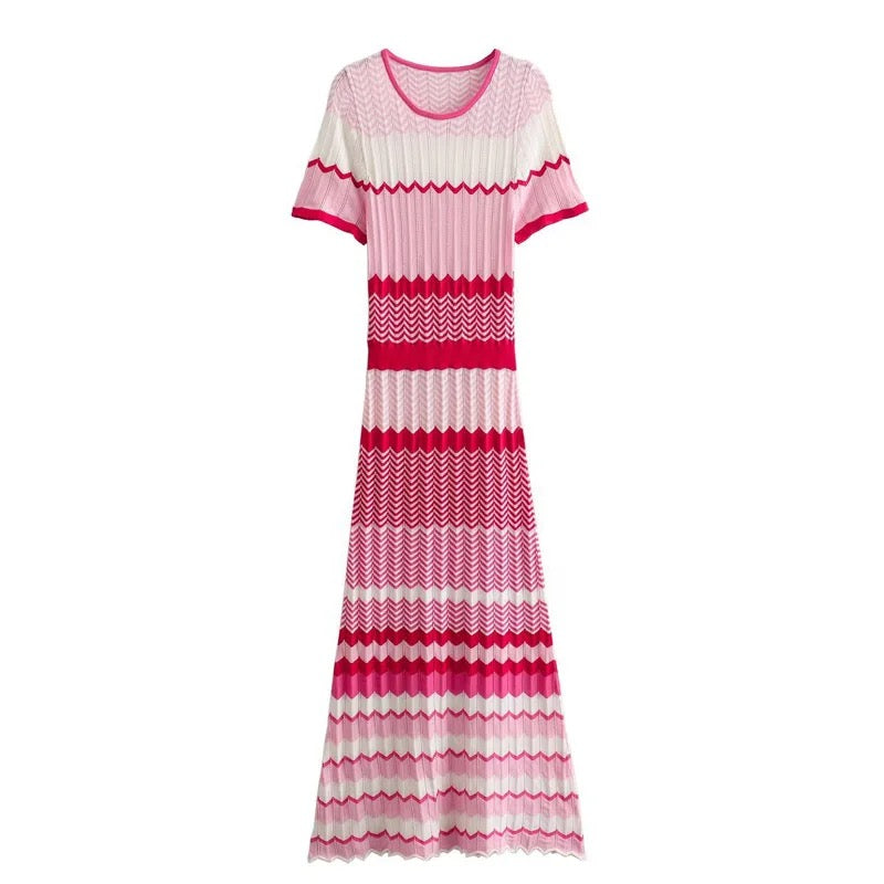 Alina pink and white knit dress