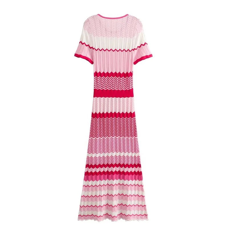 Alina pink and white knit dress